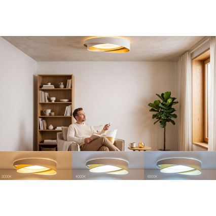 Regulējams LED griestu gaismeklis SMART GALAXY MODERN LED/24W/230V 3000-6500K Ø 55 cm balts/zelts + tālvadības pults