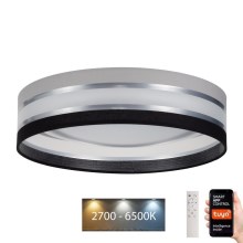 LED Aptumšojama griestu lampa SMART CORAL LED/24W/230V Wi-Fi Tuya melna/pelēka + tālvadības pults