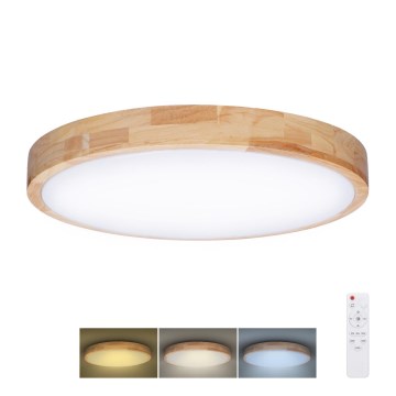 LED Aptumšojama griestu lampa SOLID OAK LED/48W/230V 3000-6500K ozols d. 39 cm + tālvadības pults