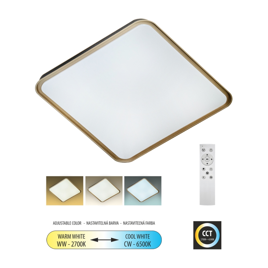 LED Aptumšojama griestu lampa UNA LED/60W/230V 2700-6500K 50x50 cm + tālvadības pults