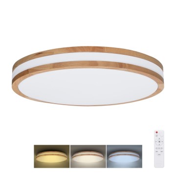 LED Aptumšojama griestu lampa WOODY LED/60W/230V 3000-6500K ozols d. 50 cm + tālvadības pults