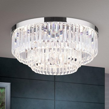 LED Aptumšojama kristāla griestu lampa PRISM LED/80W/230V d. 55 cm spīdīgi hromēts