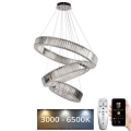 LED Aptumšojama kristāla lustra ar auklu LED/115W/230V 3000-6500K spīdīgi hromēts + tālvadības pults