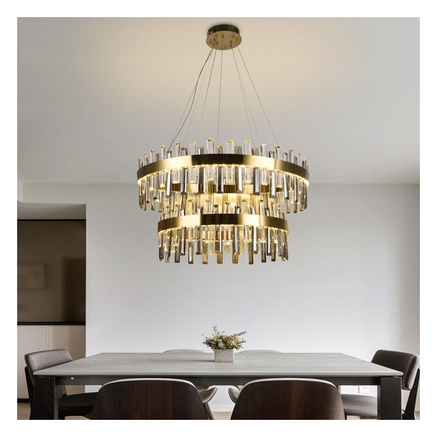 LED Aptumšojama kristāla lustra ar auklu LED/190W/230V 3000-6500K + tālvadības pults