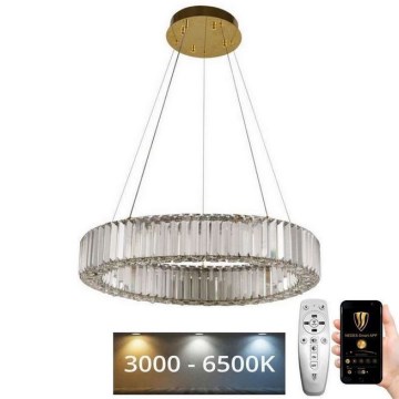 LED Aptumšojama kristāla lustra ar auklu LED/40W/230V 3000-6500K hroms/zelta + tālvadības pults