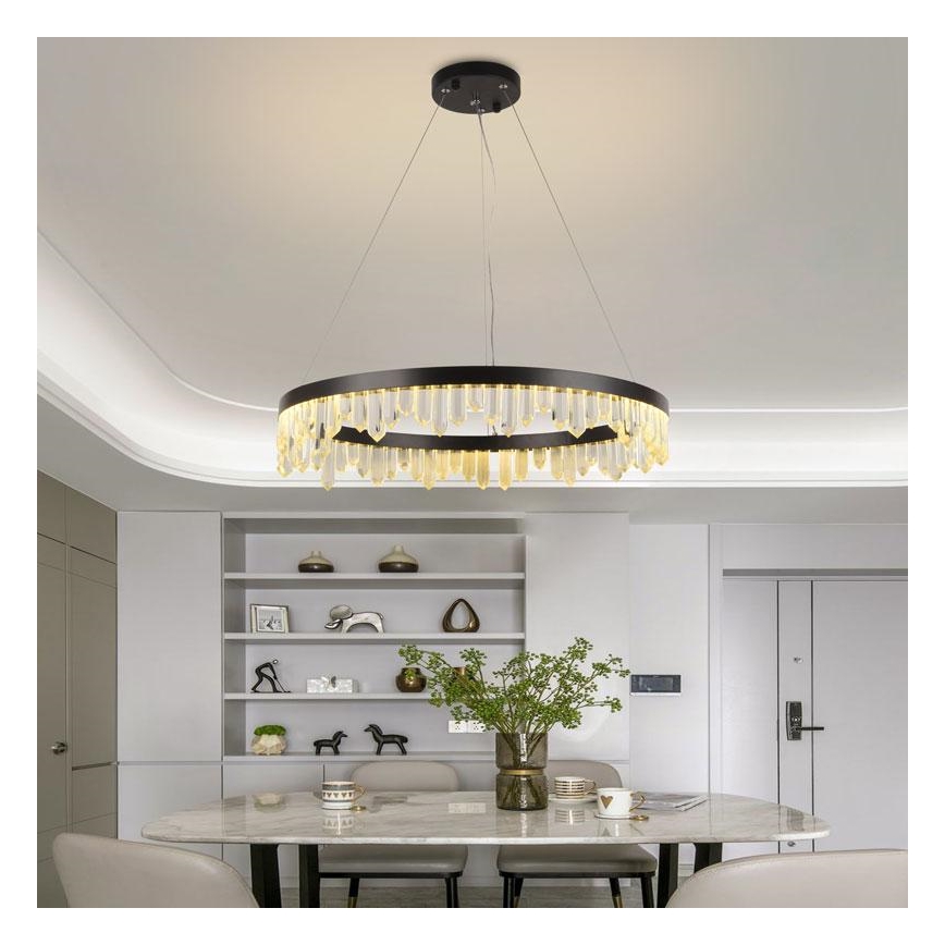 LED Aptumšojama kristāla lustra ar auklu LED/40W/230V 3000-6500K + tālvadības pults