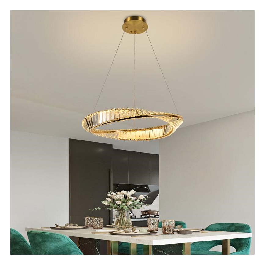 LED Aptumšojama kristāla lustra ar auklu LED/40W/230V 3000-6500K + tālvadības pults