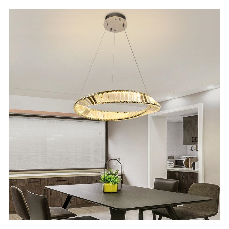 LED Aptumšojama kristāla lustra ar auklu LED/40W/230V 3000-6500K + tālvadības pults