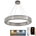 LED Aptumšojama kristāla lustra ar auklu LED/50W/230V 3000-6500K spīdīgi hromēts + tālvadības pults