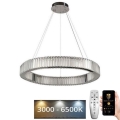LED Aptumšojama kristāla lustra ar auklu LED/50W/230V 3000-6500K spīdīgi hromēts + tālvadības pults