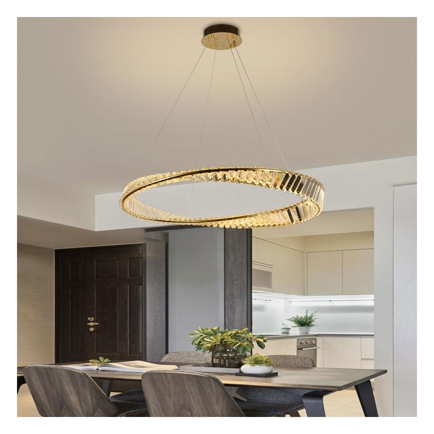 LED Aptumšojama kristāla lustra ar auklu LED/50W/230V 3000-6500K + tālvadības pults