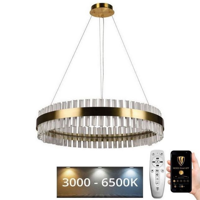 LED Aptumšojama kristāla lustra ar auklu LED/55W/230V 3000-6500K + tālvadības pults