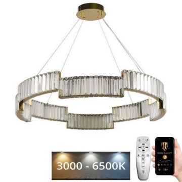 LED Aptumšojama kristāla lustra ar auklu LED/60W/230V 3000-6500K zelta + tālvadības pults