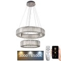 LED Aptumšojama kristāla lustra ar auklu LED/65W/230V 3000-6500K spīdīgi hromēts + tālvadības pults