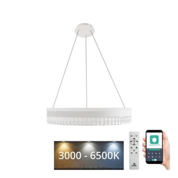 LED Aptumšojama kristāla lustra ar auklu LED/80W/230V 3000-6500K balta + tālvadības pults