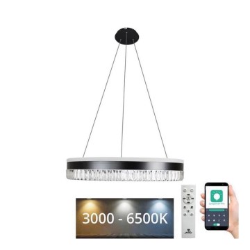 LED Aptumšojama kristāla lustra ar auklu LED/80W/230V 3000-6500K melna + tālvadības pults
