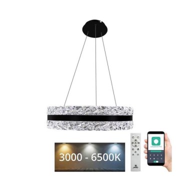 LED Aptumšojama kristāla lustra ar auklu LED/80W/230V 3000-6500K melna + tālvadības pults