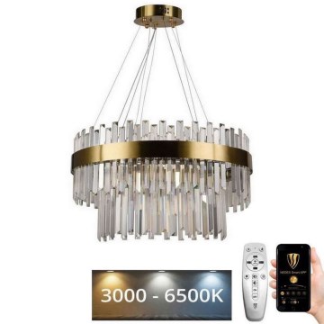 LED Aptumšojama kristāla lustra ar auklu LED/80W/230V 3000-6500K + tālvadības pults