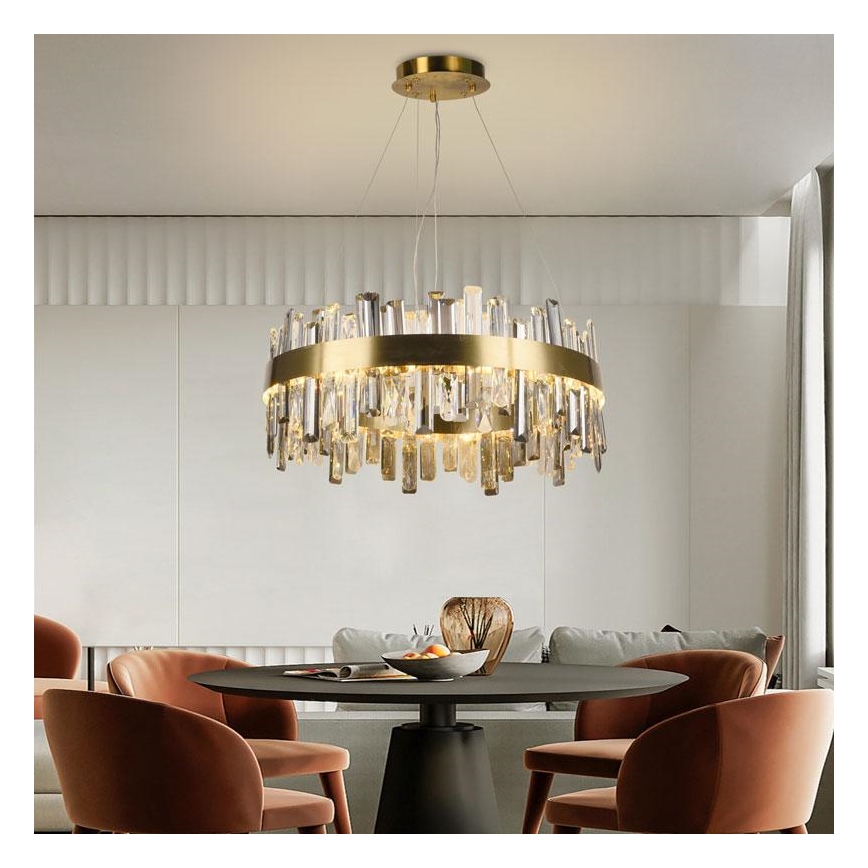 LED Aptumšojama kristāla lustra ar auklu LED/80W/230V 3000-6500K + tālvadības pults