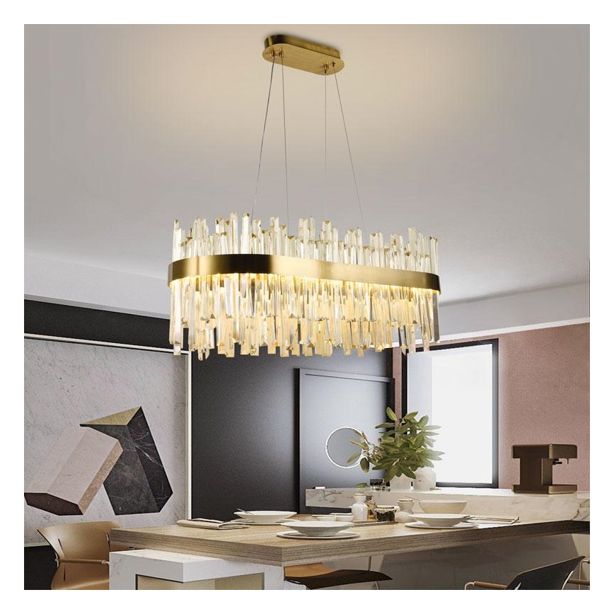 LED Aptumšojama kristāla lustra ar auklu LED/90W/230V 3000-6500K + tālvadības pults