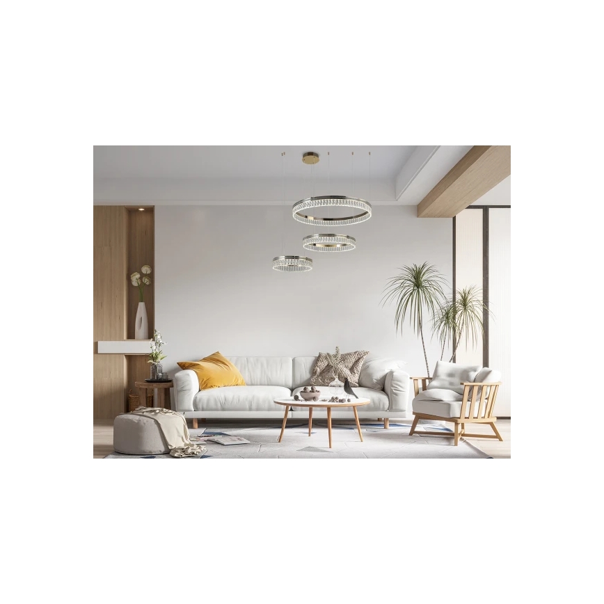 Regulējama LED kristāla lustra uz troses THALIA LED/120W/230V 3000-6000K + tālvadība