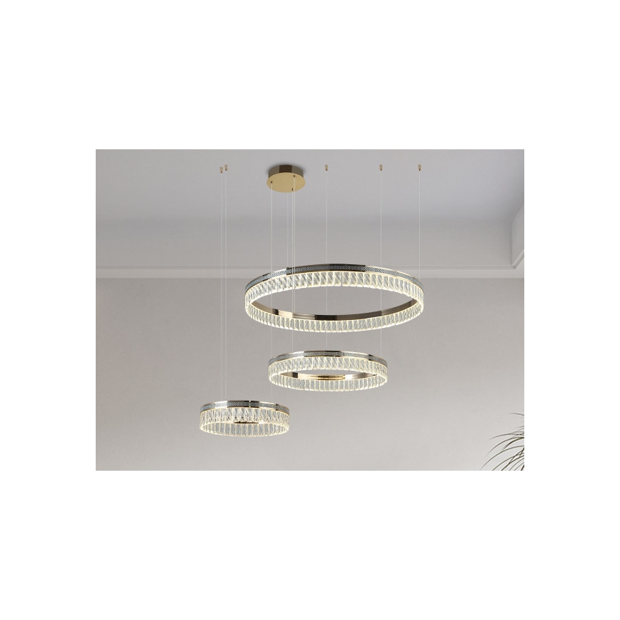 Regulējama LED kristāla lustra uz troses THALIA LED/120W/230V 3000-6000K + tālvadība