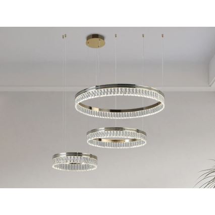 Regulējama LED kristāla lustra uz troses THALIA LED/120W/230V 3000-6000K + tālvadība