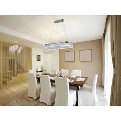 LED dimmējama kristāla lustra uz troses THALIA LED/50W/230V 3000-6000K + tālvadība