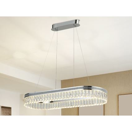 LED dimmējama kristāla lustra uz troses THALIA LED/50W/230V 3000-6000K + tālvadība