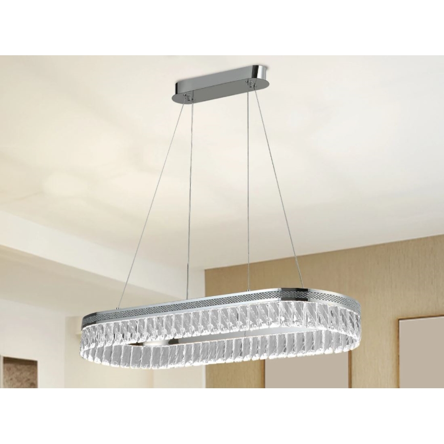 LED dimmējama kristāla lustra uz troses THALIA LED/50W/230V 3000-6000K + tālvadība