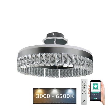 LED Aptumšojama kristāla virapmetuma lustra LED/75W/230V 3000-6500K matēts hroms + tālvadības pults