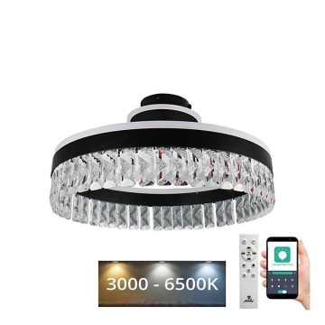 LED Aptumšojama kristāla virsapmetuma lustra LED/75W/230V 3000-6500K melna + tālvadības pults
