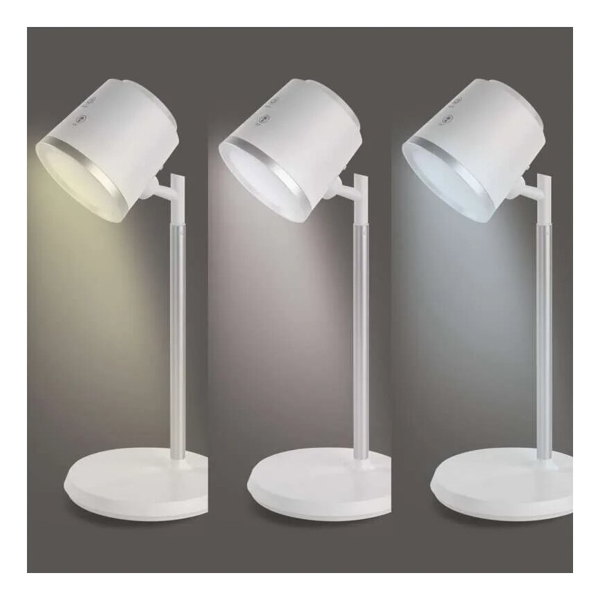 LED Aptumšojama, lādējama galda lampa 4in1 LED/6W/3,7V 3000K/4000K/6500K 1500mAh balta