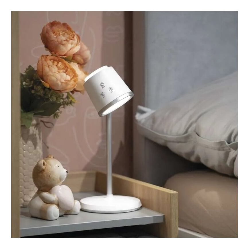 LED Aptumšojama, lādējama galda lampa 4in1 LED/6W/3,7V 3000K/4000K/6500K 1500mAh balta