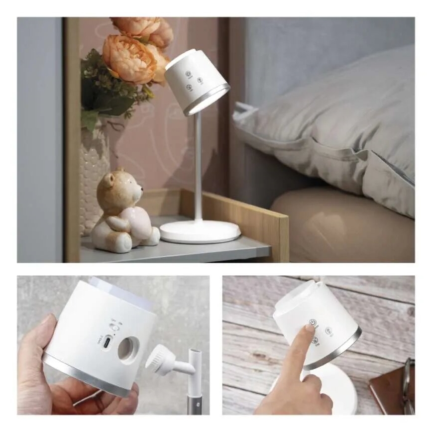 LED Aptumšojama, lādējama galda lampa 4in1 LED/6W/3,7V 3000K/4000K/6500K 1500mAh balta