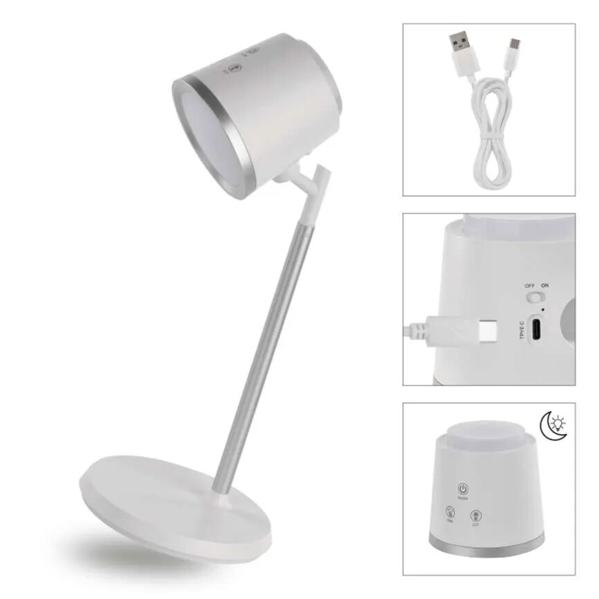 LED Aptumšojama, lādējama galda lampa 4in1 LED/6W/3,7V 3000K/4000K/6500K 1500mAh balta