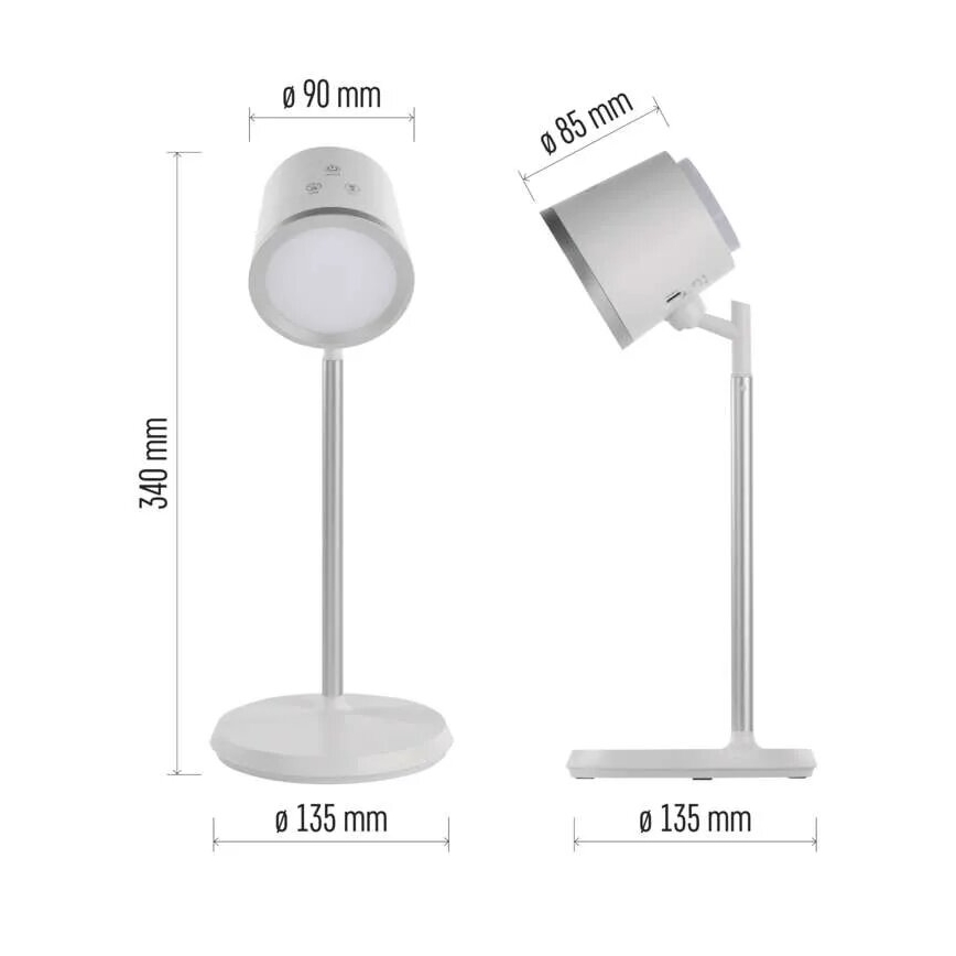 LED Aptumšojama, lādējama galda lampa 4in1 LED/6W/3,7V 3000K/4000K/6500K 1500mAh balta