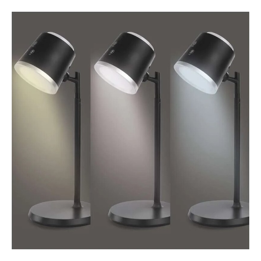 LED Aptumšojama, lādējama galda lampa 4in1 LED/6W/3,7V 3000K/4000K/6500K 1500mAh melna