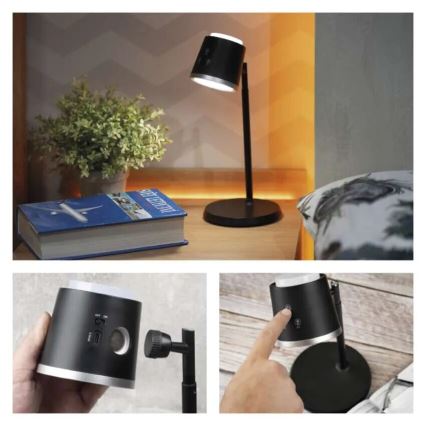LED Aptumšojama, lādējama galda lampa 4in1 LED/6W/3,7V 3000K/4000K/6500K 1500mAh melna