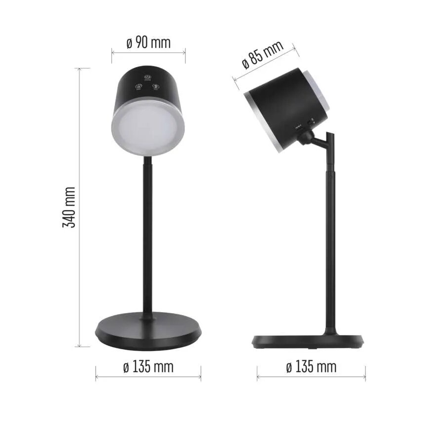 LED Aptumšojama, lādējama galda lampa 4in1 LED/6W/3,7V 3000K/4000K/6500K 1500mAh melna