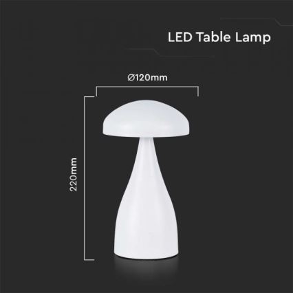 LED Aptumšojama uzlādējama skārienvadāma galda lampa LED/1W/5V 3000-6000K 1800 mAh balta