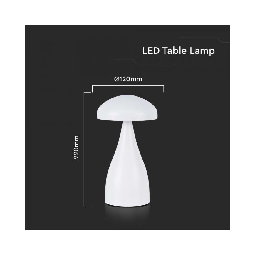 LED Aptumšojama uzlādējama skārienvadāma galda lampa LED/1W/5V 3000-6000K 1800 mAh balta