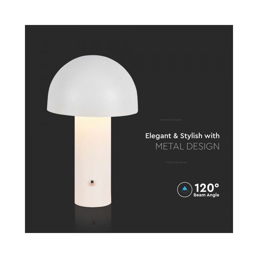 LED Aptumšojama uzlādējama skārienvadāma galda lampa LED/1W/5V 3000-6000K 1800 mAh balta