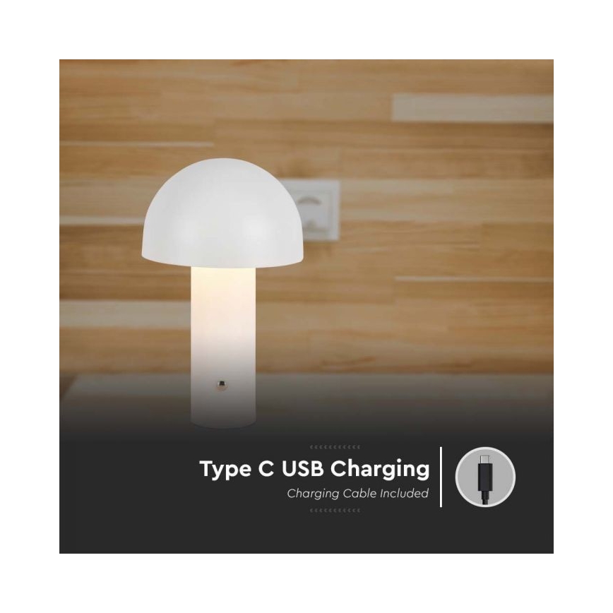 LED Aptumšojama uzlādējama skārienvadāma galda lampa LED/1W/5V 3000-6000K 1800 mAh balta