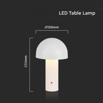 LED Aptumšojama uzlādējama skārienvadāma galda lampa LED/1W/5V 3000-6000K 1800 mAh balta