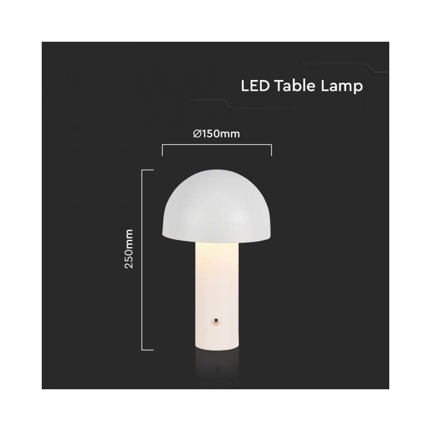 LED Aptumšojama uzlādējama skārienvadāma galda lampa LED/1W/5V 3000-6000K 1800 mAh balta