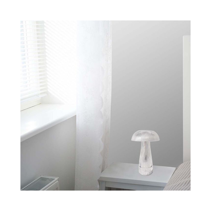 LED Aptumšojama uzlādējama skārienvadāma galda lampa LED/1W/5V 3000-6000K 1800 mAh caurspīdīga