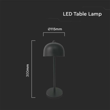 LED Aptumšojama uzlādējama skārienvadāma galda lampa LED/1W/5V 3000-6000K 1800 mAh melna