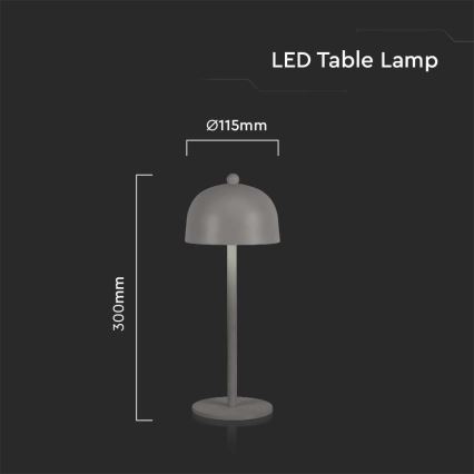 LED Aptumšojama uzlādējama skārienvadāma galda lampa LED/1W/5V 3000-6000K 1800 mAh pelēka