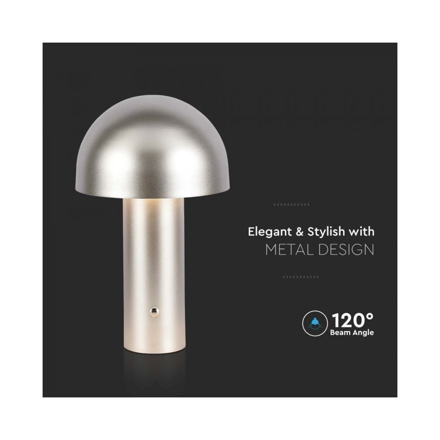 LED Aptumšojama uzlādējama skārienvadāma galda lampa LED/1W/5V 3000-6000K 1800 mAh zelta